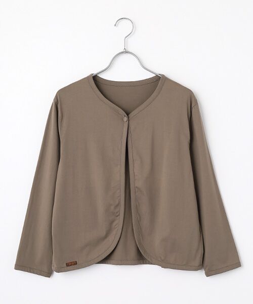 Mademoiselle NON NON / マドモアゼルノンノン カーディガン・ボレロ | スーピマコンパクト グレース天竺　共布くるみ釦明きボレロ【8分袖】（モカブラウン）