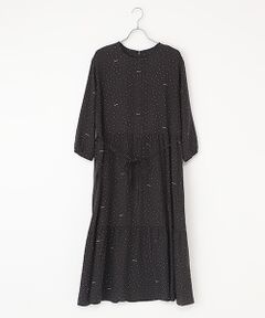 レクセルブロードプリント（ランダムドット） ティアードギャザーワンピース