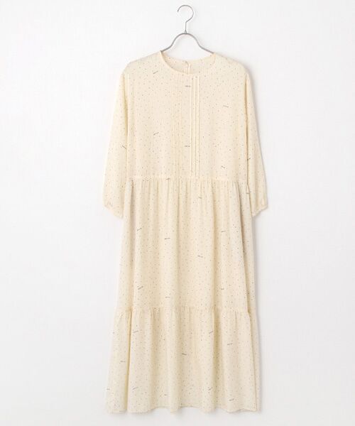 Mademoiselle NON NON / マドモアゼルノンノン ロング・マキシ丈ワンピース | レクセルブロードプリント（ランダムドット） ティアードギャザーワンピース（キナリ）