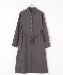 Mademoiselle NON NON / マドモアゼルノンノン ミニ丈・ひざ丈ワンピース | コットンへリンボンシャーリング　シャツワンピース