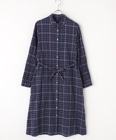 Mademoiselle NON NON / マドモアゼルノンノン ミニ丈・ひざ丈ワンピース | コットンへリンボンシャーリング　シャツワンピース
