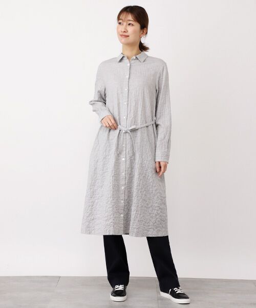 Mademoiselle NON NON / マドモアゼルノンノン ミニ丈・ひざ丈ワンピース | コットンへリンボンシャーリング　シャツワンピース | 詳細3