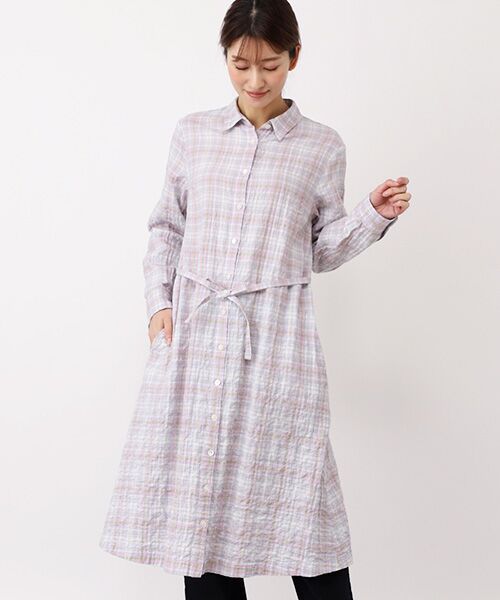 Mademoiselle NON NON / マドモアゼルノンノン ミニ丈・ひざ丈ワンピース | コットンへリンボンシャーリング　シャツワンピース | 詳細5