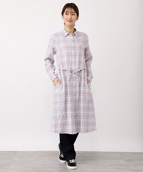 Mademoiselle NON NON / マドモアゼルノンノン ミニ丈・ひざ丈ワンピース | コットンへリンボンシャーリング　シャツワンピース | 詳細6