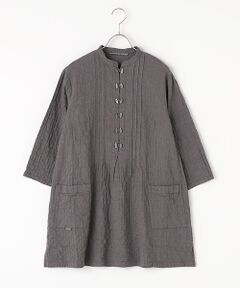 Mademoiselle NON NON / マドモアゼルノンノン チュニック | コットンへリンボンシャーリング　スタンドカラーチュニック【8分袖】