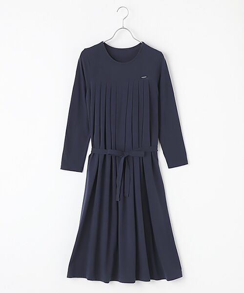 Mademoiselle NON NON / マドモアゼルノンノン ミニ丈・ひざ丈ワンピース | スヴィン×スライディングベア天竺　クルーネックワンピース（ネイビー）