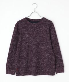 ウール/コットン/リネン クォーターゲージWニット接結　クルーネックトレーナー