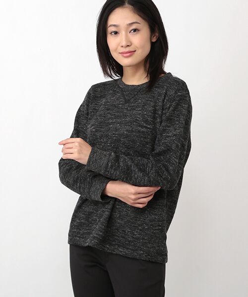 Mademoiselle NON NON / マドモアゼルノンノン スウェット | ウール/コットン/リネン クォーターゲージWニット接結　クルーネックトレーナー | 詳細2