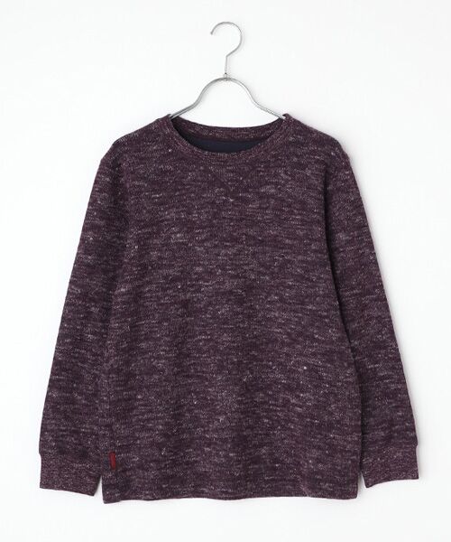 Mademoiselle NON NON / マドモアゼルノンノン スウェット | ウール/コットン/リネン クォーターゲージWニット接結　クルーネックトレーナー（エンジ系）