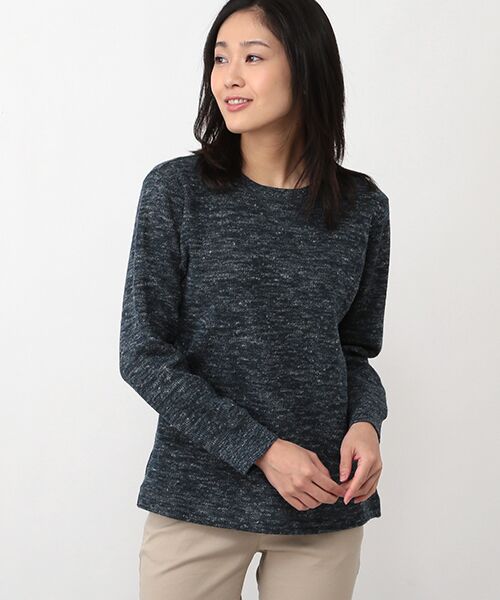 Mademoiselle NON NON / マドモアゼルノンノン スウェット | ウール/コットン/リネン クォーターゲージWニット接結　クルーネックトレーナー | 詳細14