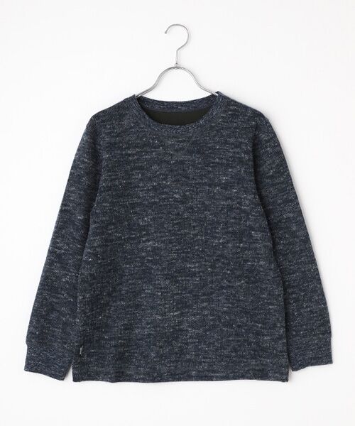 Mademoiselle NON NON / マドモアゼルノンノン スウェット | ウール/コットン/リネン クォーターゲージWニット接結　クルーネックトレーナー（ボトルグリーン系）