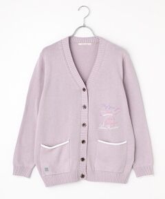 Mademoiselle NON NON / マドモアゼルノンノン カーディガン・ボレロ | オーガニックコットン天竺8G　Vネックカーディガン【スパンコールリボン刺繍】