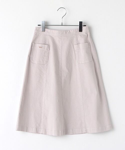 Mademoiselle NON NON / マドモアゼルノンノン ミニ・ひざ丈スカート | オーガニックラフィストレッチデニム　Aラインスカート（ライラック）