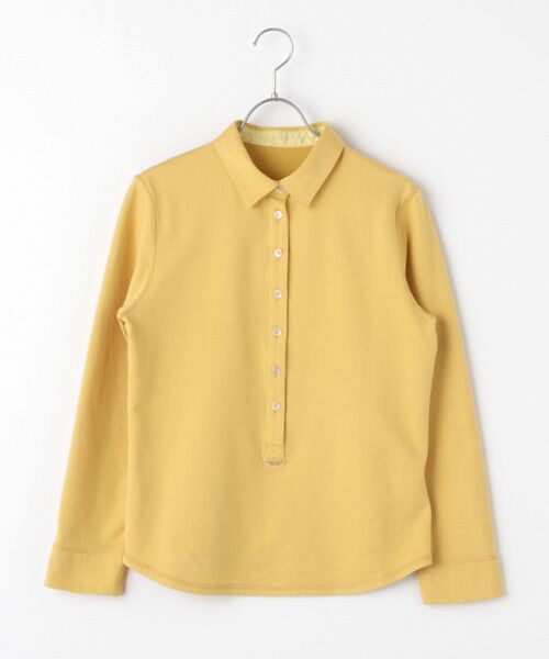 Mademoiselle NON NON / マドモアゼルノンノン ポロシャツ | スビンリサイクルオーガニックソフトフリース　前釦付きプルオーバー（イエロー）