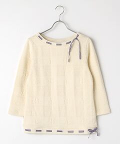 Mademoiselle NON NON / マドモアゼルノンノン Tシャツ | マリンボーダー　ボートネックTシャツ【8分袖】