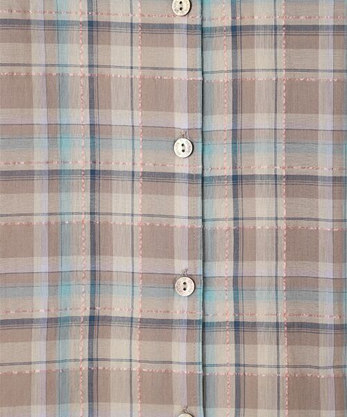 Mademoiselle NON NON / マドモアゼルノンノン ミニ丈・ひざ丈ワンピース | コットン/ポリエステルローンソフトサッカーチェック　スキッパーカラーリボンワンピース【9分袖】 | 詳細1