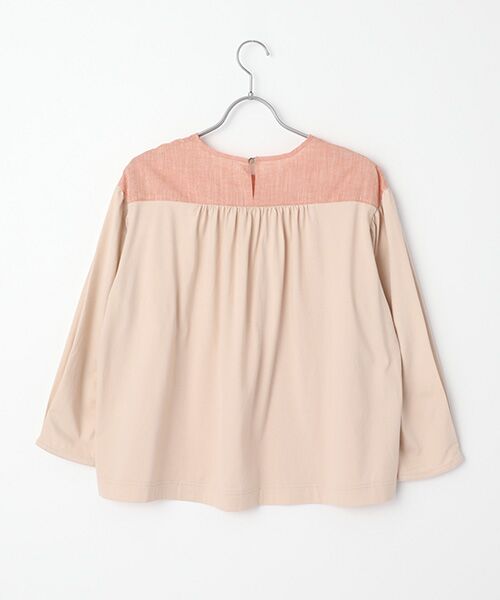 Mademoiselle NON NON / マドモアゼルノンノン Tシャツ | 超長綿天竺×綿麻シャンブレー　エンブロイダリーブラウス【8分袖】 | 詳細1