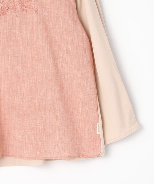 Mademoiselle NON NON / マドモアゼルノンノン Tシャツ | 超長綿天竺×綿麻シャンブレー　エンブロイダリーブラウス【8分袖】 | 詳細3