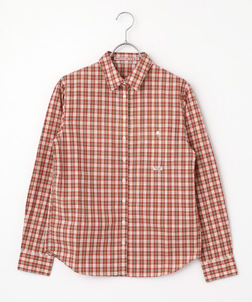 Mademoiselle NON NON / マドモアゼルノンノン シャツ・ブラウス | ポプリンチェックシャツ（オレンジ系）