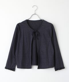 Mademoiselle NON NON / マドモアゼルノンノン カーディガン・ボレロ | リネンハイカウントウォッシャブル天竺　ショートボレロ【8分袖】