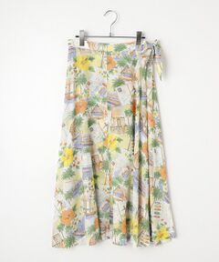 Mademoiselle NON NON / マドモアゼルノンノン ロング・マキシ丈スカート | レーヨンプリント　巻きフレアースカート【HAWAIIAN DAYS】