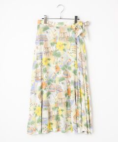 Mademoiselle NON NON / マドモアゼルノンノン ロング・マキシ丈スカート | レーヨンプリント　巻きフレアースカート【HAWAIIAN DAYS】