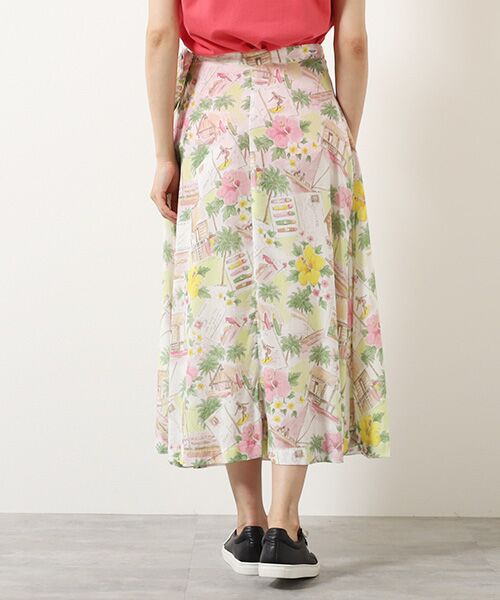 Mademoiselle NON NON / マドモアゼルノンノン ロング・マキシ丈スカート | レーヨンプリント　巻きフレアースカート【HAWAIIAN DAYS】 | 詳細4