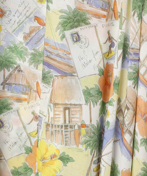 Mademoiselle NON NON / マドモアゼルノンノン ロング・マキシ丈スカート | レーヨンプリント　巻きフレアースカート【HAWAIIAN DAYS】 | 詳細7