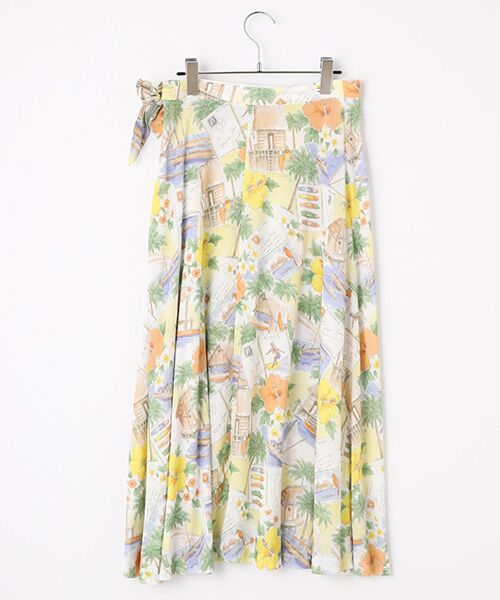 Mademoiselle NON NON / マドモアゼルノンノン ロング・マキシ丈スカート | レーヨンプリント　巻きフレアースカート【HAWAIIAN DAYS】 | 詳細10