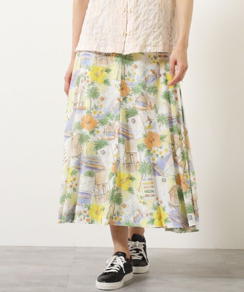 Mademoiselle NON NON / マドモアゼルノンノン ロング・マキシ丈スカート | レーヨンプリント　巻きフレアースカート【HAWAIIAN DAYS】 | 詳細15