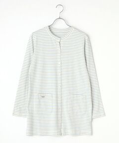 Mademoiselle NON NON / マドモアゼルノンノン カーディガン・ボレロ | アイレット天竺ボーダー　ロングカーディガン