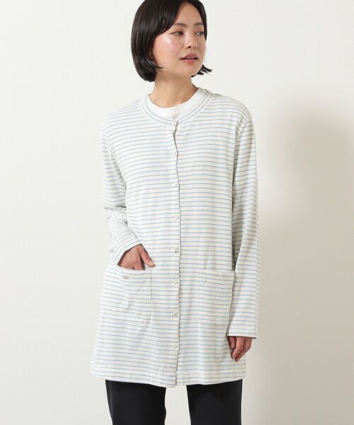 Mademoiselle NON NON / マドモアゼルノンノン カーディガン・ボレロ | アイレット天竺ボーダー　ロングカーディガン | 詳細2