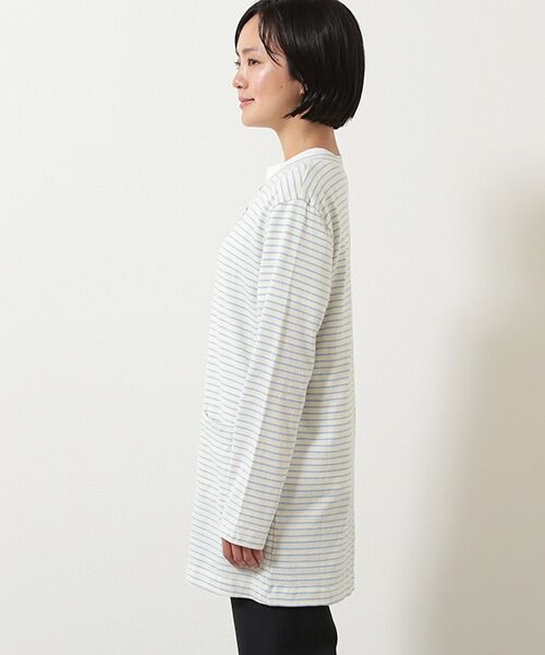 Mademoiselle NON NON / マドモアゼルノンノン カーディガン・ボレロ | アイレット天竺ボーダー　ロングカーディガン | 詳細3