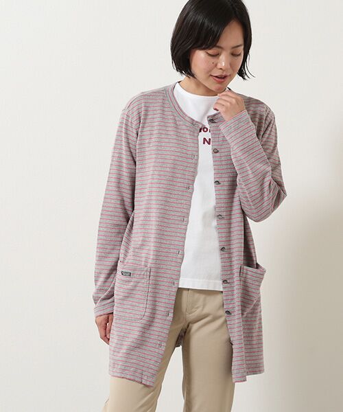 Mademoiselle NON NON / マドモアゼルノンノン カーディガン・ボレロ | アイレット天竺ボーダー　ロングカーディガン | 詳細10