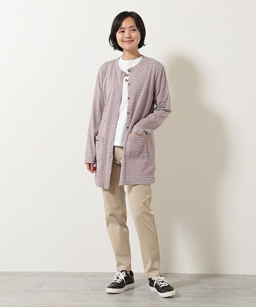 Mademoiselle NON NON / マドモアゼルノンノン カーディガン・ボレロ | アイレット天竺ボーダー　ロングカーディガン | 詳細11