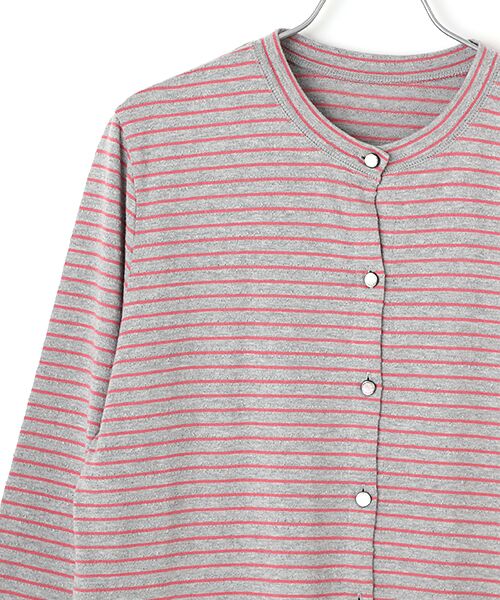 Mademoiselle NON NON / マドモアゼルノンノン カーディガン・ボレロ | アイレット天竺ボーダー　ロングカーディガン | 詳細6