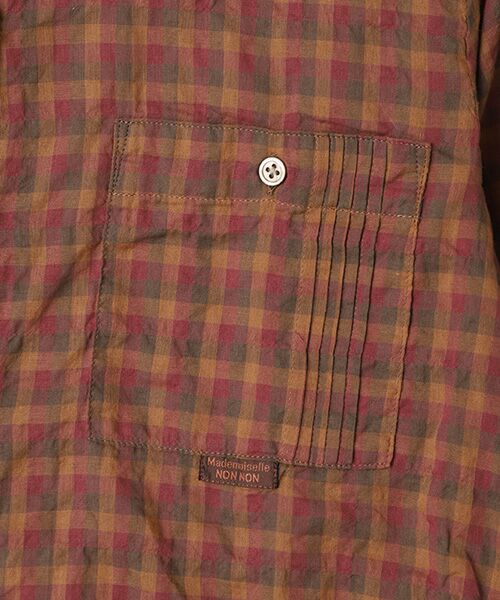 Mademoiselle NON NON / マドモアゼルノンノン シャツ・ブラウス | ローンシャーリングギンガムストライプ　ブラウス【8分袖】 | 詳細1