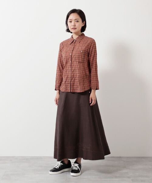 Mademoiselle NON NON / マドモアゼルノンノン シャツ・ブラウス | ローンシャーリングギンガムストライプ　ブラウス【8分袖】 | 詳細3