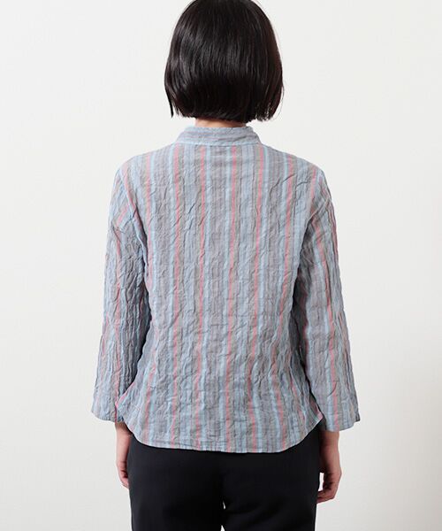 Mademoiselle NON NON / マドモアゼルノンノン シャツ・ブラウス | ローンシャーリングギンガムストライプ　ブラウス【8分袖】 | 詳細13