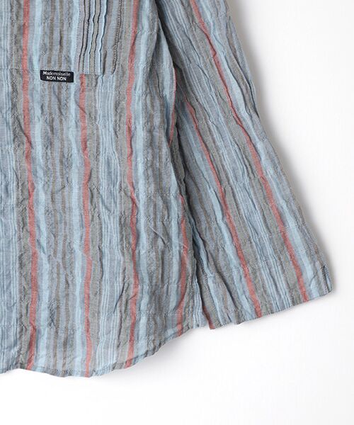 Mademoiselle NON NON / マドモアゼルノンノン シャツ・ブラウス | ローンシャーリングギンガムストライプ　ブラウス【8分袖】 | 詳細9