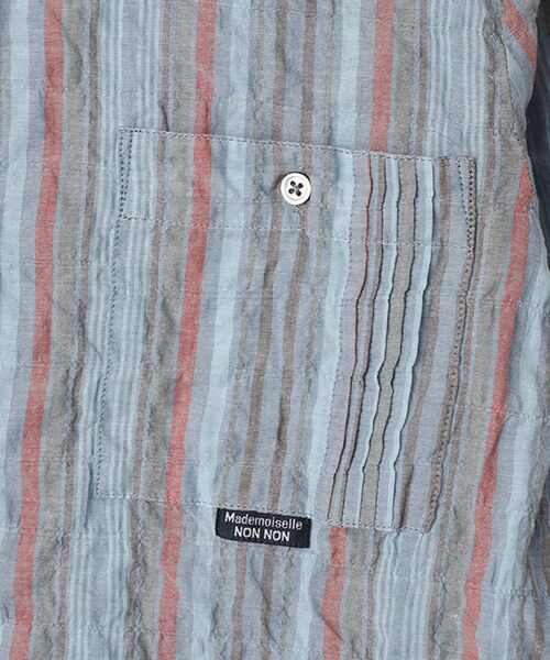 Mademoiselle NON NON / マドモアゼルノンノン シャツ・ブラウス | ローンシャーリングギンガムストライプ　ブラウス【8分袖】 | 詳細10