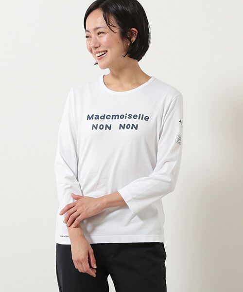 Mademoiselle NON NON / マドモアゼルノンノン Tシャツ | 定番 天竺ロゴプリント8分袖Tシャツ | 詳細4
