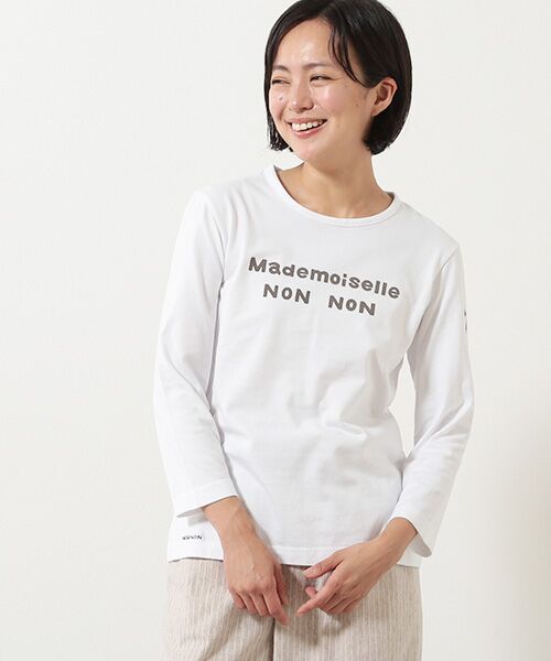 Mademoiselle NON NON / マドモアゼルノンノン Tシャツ | 定番 天竺ロゴプリント8分袖Tシャツ | 詳細15