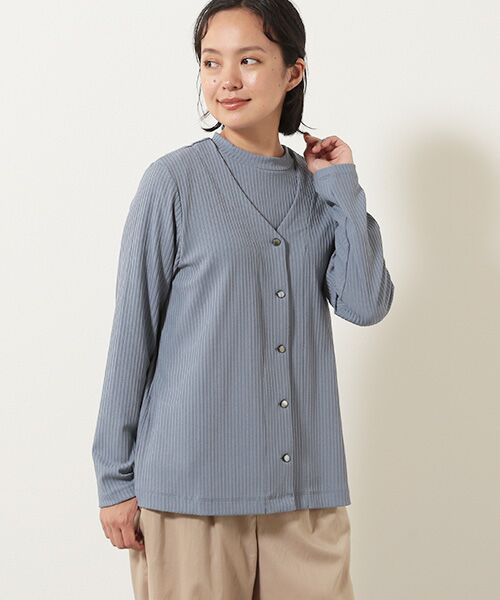 Mademoiselle NON NON / マドモアゼルノンノン カーディガン・ボレロ | メイストレッチリブ　Vネックカーディガン | 詳細2