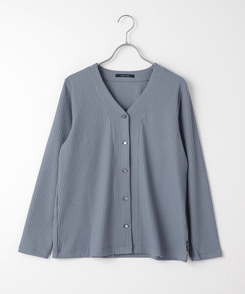 Mademoiselle NON NON / マドモアゼルノンノン カーディガン・ボレロ | メイストレッチリブ　Vネックカーディガン（ブルー）