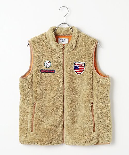 Mademoiselle NON NON / マドモアゼルノンノン ベスト | 【レディース】ソフトボアフリース　スタンドカラーベスト（ベージュ）