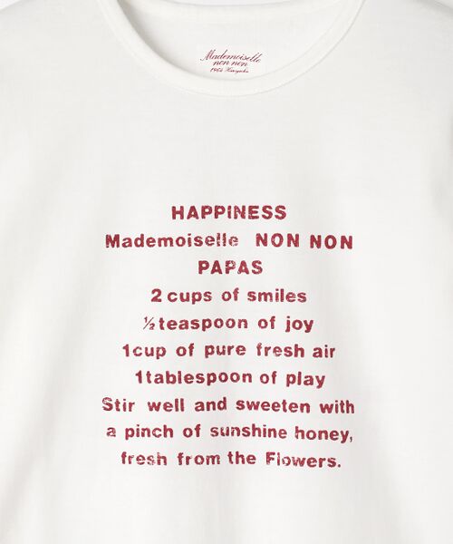 Mademoiselle NON NON / マドモアゼルノンノン Tシャツ | 【60thAnniversaryCollection】グレース天竺クルーネックメッセージプリントTシャツ【8分袖】 | 詳細1