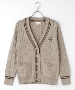 Mademoiselle NON NON / マドモアゼルノンノン カーディガン・ボレロ | 【60thAnniversaryCollection】ストレッチコットンバルキーヤーン5Gケーブル柄カーディガン