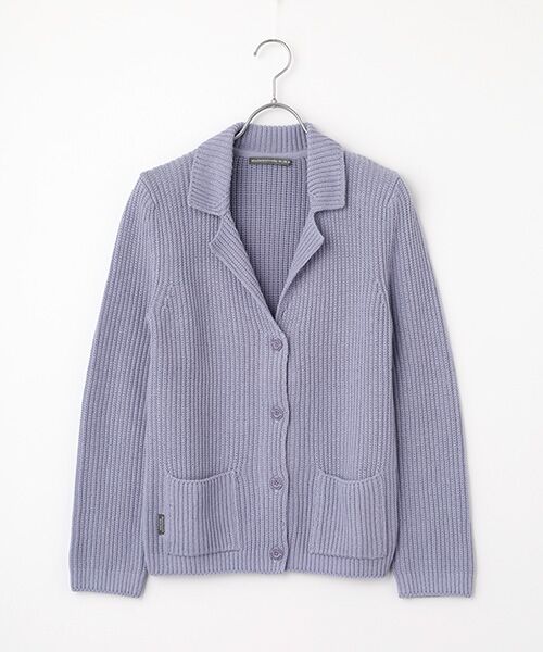 Mademoiselle NON NON / マドモアゼルノンノン ニット・セーター | バルキーコットンニット5Gテーラーカラーニットジャケット（ライトパープル）