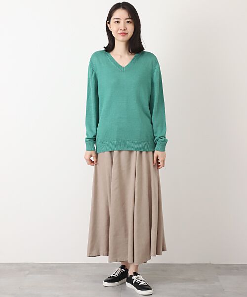 Mademoiselle NON NON / マドモアゼルノンノン ロング・マキシ丈スカート | リネン/リヨセルツイル弱シルCC加工　フレアースカート | 詳細10